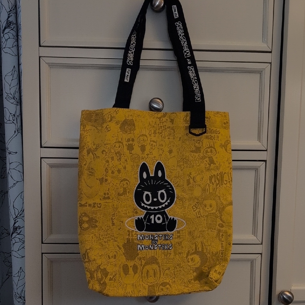 Popmart 10th  Anniversary Monster Graphic Tote with Black Straps